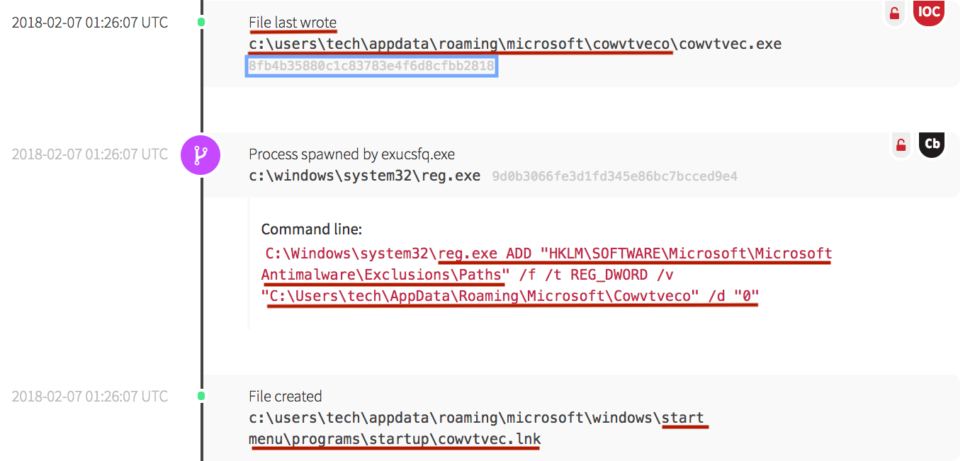 Malware creating persistence mechanisms by creating a startup link.
